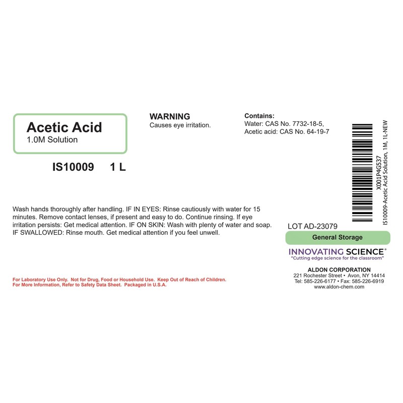 ALDON Innovating Science Acetic Acid Solution, 1M, 1L - The