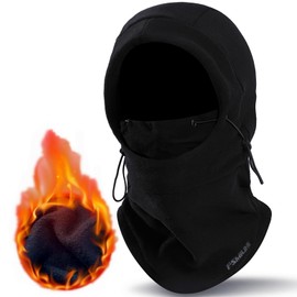 FSMILING Balaclava Ski Mask for Men Women, Black Fleece Winter Thermal Balaclava Full Face Cover for Cycling Motorcycle