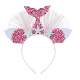 The Crafty Owl Mermaid Ruffles Tail Headbands for Girls and Adults for Party, festivals. (Pink)