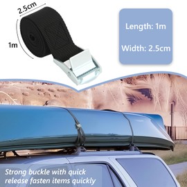 Kievano Tie Down Straps Set - 10 Pieces 25mm x 1m with Clamping Lock, Adjustable Lashing Straps for Car, Bike, Motorcycle, Luggage, Camping and More