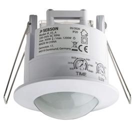 SEBSON SEBSON PIR Sensor Indoor, Ceiling Flush Mounted, Infrared Motion Sensor, LED Suitable, Range 6m / 360, max. 1200/300W, IP20, 3-Wire, White