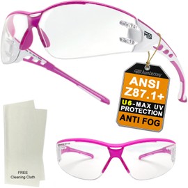HTS HUNTERSKY E9532 Super Flexible Lightweight Anti Fog Wrap-Around U6 Clear Shooting Safety Glasses with ANSI Z87.1 Scratch Resist lab chemistry goggles