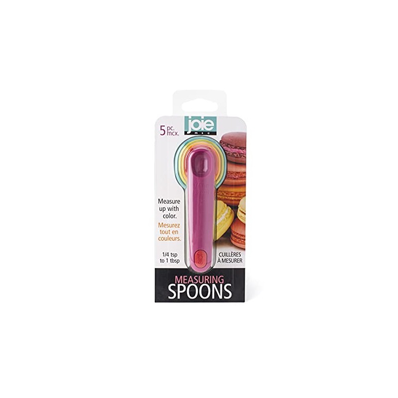 Joie Measuring Spoons, Assorted Colors, Imperial and Metric Measurements, 5-Piece