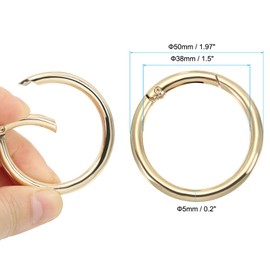 PATIKIL 40mm OD Spring O Rings, 20 Pack Metal Round Clasp Clip Trigger Snap Spring Keyrings Hook Buckle for Purse Handbag Craft Making, Gold Tone