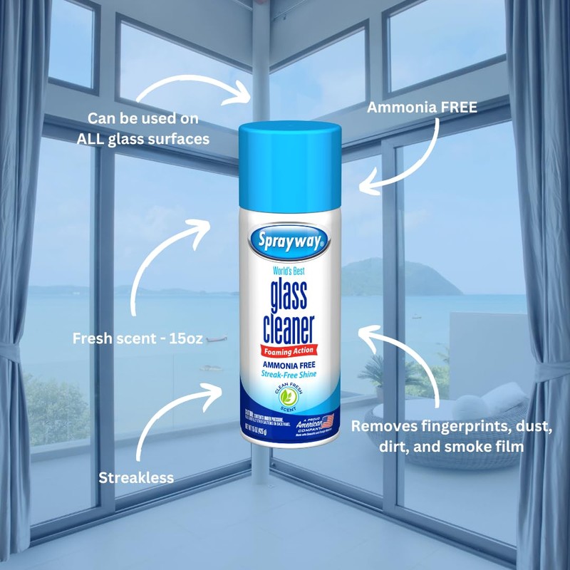 Sprayway Ammonia-Free Glass Cleaner, Foaming Action - Streakless Shine, 15