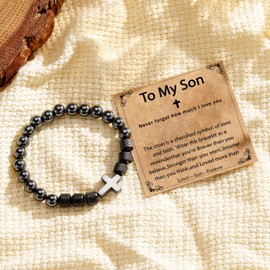 P. BLAKE To My Son Bracelet Son Gifts from Mom, Birthday Confirmation Valentines Fathers Day Graduation Gifts for Son Teens Teenage Teen Boys Gift Ideas 13 15 14 16 18 12 Year Old