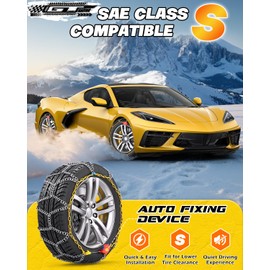 Snow-Chains Auto Fixing 1 Min Quick Fit Easy Installation Tire-Chains, Portable Reusable Universal Emergency Tire Traction Chain for Passenger Car, Pickup Trucks and SUV - Set of 2 (HN-120)