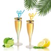 Hedume 50 Pack 6.5 Oz Disposable Plastic Champagne Flutes with