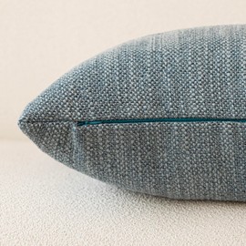 Foindtower Set of 2 Decorative Textured Burlap Linen Throw Pillow Covers Farmhouse Boho Cushion Cover Solid Accent Pillowcase for Couch Sofa Bed Living Room Home Decor,18×18 Inch,Blue Gray