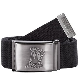 2Stoned Fabric Belt Canvas Belt Unisex Matte Folding Buckle 4 cm Wide for Men and Women, Black Crown