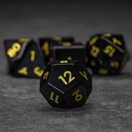 Sage's Treasures - Obsidian Gloss Finish Polyhedral Dice Set Dungeons Dragons