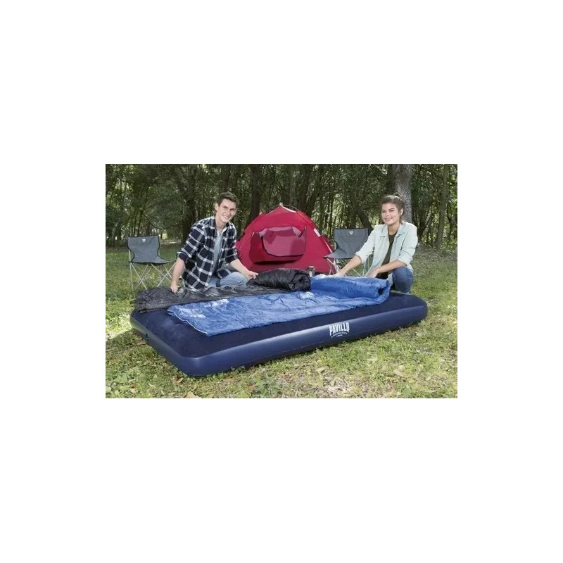 Colchón Inflable Queen Azul Cama De Aire Camping