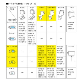 SANEI V46-5X-13 Toilet Parts, Ball Tap with Auxiliary Water Pipe, Handwash and Siphon Type, No Connecting Hose