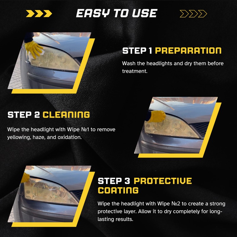 Phantom Clear 3-Step Headlight Restoration Kit – Removes Yellowing, Haze