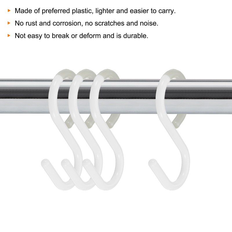 Sourcing Map 12pcs S Hooks, 3.5" Plastic, White, Modern, Over-the-ledge,