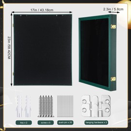 CroBlissful 17"x23" Graduation Shadow Box Frame Large Wood Display Case with Stick Pins Hanging Hardware Graduation Gown Display Memory Box for Cap Gown Diploma Stole Cords Keepsake (Green)