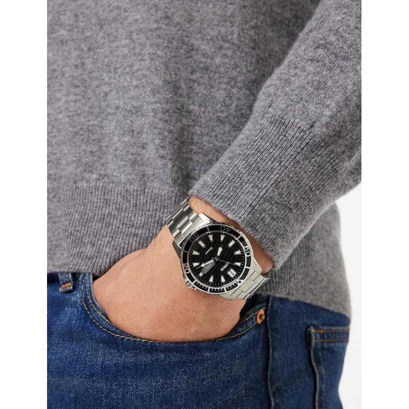 Lorus Men's Analogue Quartz Watch with Metal Strap RH355AX9, Black,