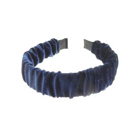 New Velvet Gathered Rouched Knot Twist Twisted Turban Extra Wide Thick Fashion Formal Evening Boho Vintage Headband Alice Band Women Hair Hairband Christmas Birthday Wedding Guest Bridesmaid (Navy)