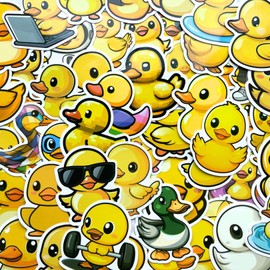 HNTR® Yellow Duck Stickers | 55 Fun Duck Decals for Kids & Adults | Waterproof Vinyl Duck Gifts for Laptops, Bottles, Journals & Scrapbooks