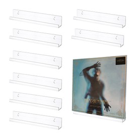 Esmula 8 Stück Schallplattenregal Wandhalterung, Schallplattenhalter aus transparentem, Vinyl Regal Acryl 30 cm Vinyl lp Regal Schallplattenständer Acryl Album Plattenhalter Wand für Platten und Fotos
