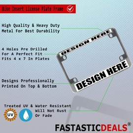 Fastasticdeals Metal Insert Bike License Plate Frame Scotland Flag Thumbs up Weatherproof Motorcycle Accessories Chrome 4 Holes Solid Insert