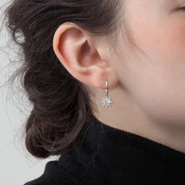 Sterling Silver Hoop Earrings for Women - Hypoallergenic Loop Earrings Trendy White Cubic Zirconia Huggie Earrings for Sensitive Ears Fashion Lightweight Hoop Earrings Gifts for Birthday Christmas,