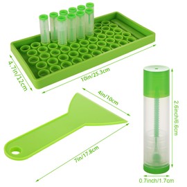 LANIAKEA 200Pcs Lip Balm Tubes with Filling Tray and Spatula 3/16 oz Empty Clear Containers Tube with Green Cap for Homemade Lipstick Chapstick DIY