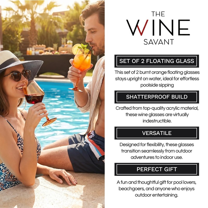 Floating Wine Glasses for Pool (18 Oz | Set of