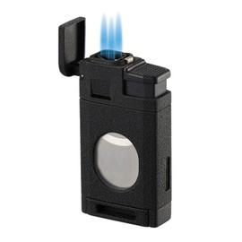 Visol LighCut Butane Torch Lighter Triple Flame Refillable Gas Lighter, Built-in Cutter, Windproof Adjustable Flame Lighter (Shipped Without Butane)