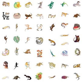 Gecko Stickers 50pcs Lizard Gecko Animal Stickers Decals for Laptop Water Bottles Phone Scrapbook Car Skateboard Luggage Bumper Helmet Aesthetic Vinyl Stickers