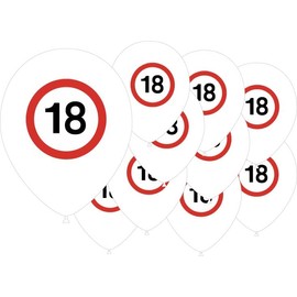 Road Sign Speed Sign Age Balloons Birthday 12" Balloons Suitable for Air and Helium Pack of 10 (18th)