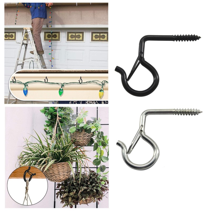 Zerniple Q Shaped Hanger Hooks Screw Hooks with Safety Buckle
