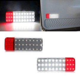 RUXIFEY LED Interior Door Light Door Panel Courtesy Lights Compatible with Ford F150 F250 Bronco 1992-1996, F350 1992-1997, Full LED Car Door Lamp Assembly White & Red - Pack of 2