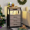 End Table with 3 Drawers, Night Stand with Charger Station
