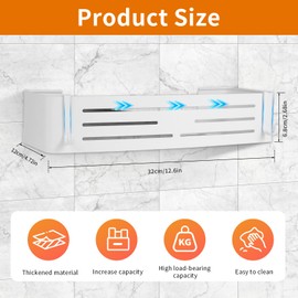 Ironcarrot Shower Caddy Shelf Rack, Self Adhesive Shower Shelves with Hooks, Rustproof Bathroom Organizers and Storage, Home Decor Accessories (Rectangle-White)