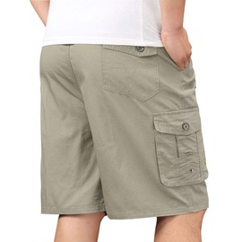 Putaowor Mens Lightweight Elastic Waist Cargo Short Relaxed Fit Summer Short Khaki 42