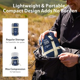 Naturehike Ultralight Sleeping Bag - Envelope Lightweight Portable, Waterproof, Comfort with Compression Sack - Great for 3 Season Traveling, Camping, Hiking (Dark Blue (Extra Large))