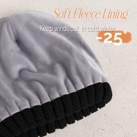 FURTALK Womens Winter Beanie Hat Fleece Lined Faux Fur Pom Pom Knitted Warm Beanie for Women