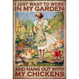 Adults Kids 1000 Pieces Wooden Jigsaw Puzzle Farm Chicken I Just Want to Work in My Garden Puzzle Challenging Educational Fun Family Games Toys Gifts for Home Kitchen Decor Family Activities