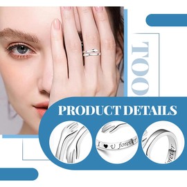 2 Items Come to My Arm Hug Silver Ring Silver Women's Adjustable Engagement Ring Promise Ring for Women Jewellery