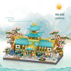 Chinese Classical Garden Building Blocks, 2350 Pcs Chinese Architecture Creative Micro DIY Bricks Model Toy, Sakura Botanical Collection Building Set for Adults, NOT Compatible with Major Brands