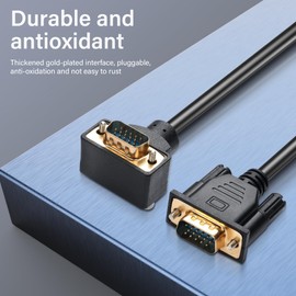 PNGKNYOCN 90 Degree VGA Cable,1080P Full HD Right Angled Upward Bend VGA Male to Straight Male Monitor Video Adapter Cable for Computer Monitor Projector and More 0.5M (Up)