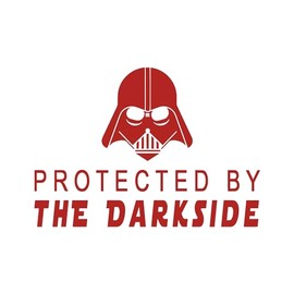 Protected by The Darkside Darth Vader 6" Vinyl Sticker Car Decal (6" Red)