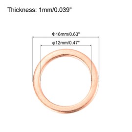 MECCANIXITY 22 Pcs Flat Copper Washers, 12x16x1mm Copper Upgraded Flat Metric Sealing Crush Ring Washers for Hydraulic Fittings Screw Bolt Nut Electronic Repair
