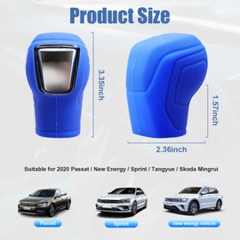 Ziciner 2PCS Car Gear Shift Knob Cover, Elastic Silicone Car Automatic Shift Protect Accessories, Anti-Slip Auto Knob Gear Stick Protector, Car Interior Decoration for Men Women (New, Blue)
