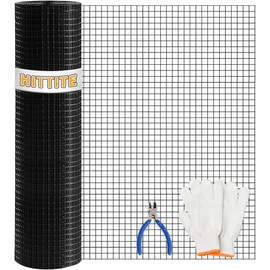 HITTITE Hardware Cloth 1/2 inch 48 x 100 ft, 19 Gauge Welded Black PVC Coated Wire Mesh, Galvanized Welding Chicken Wire Fence Mesh for Chicken Coop and Home Improvement Projects.