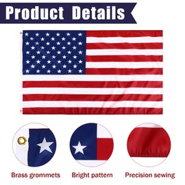 Remagr 3 Pack Patriotic Bunting Flag Decorations 2 Pcs 3 x 5 FT USA Flags and 1 Pcs 2 x 20 FT Red White Blue Banner for Independence Veterans Memorial Day Celebration Outdoor Porch Garden