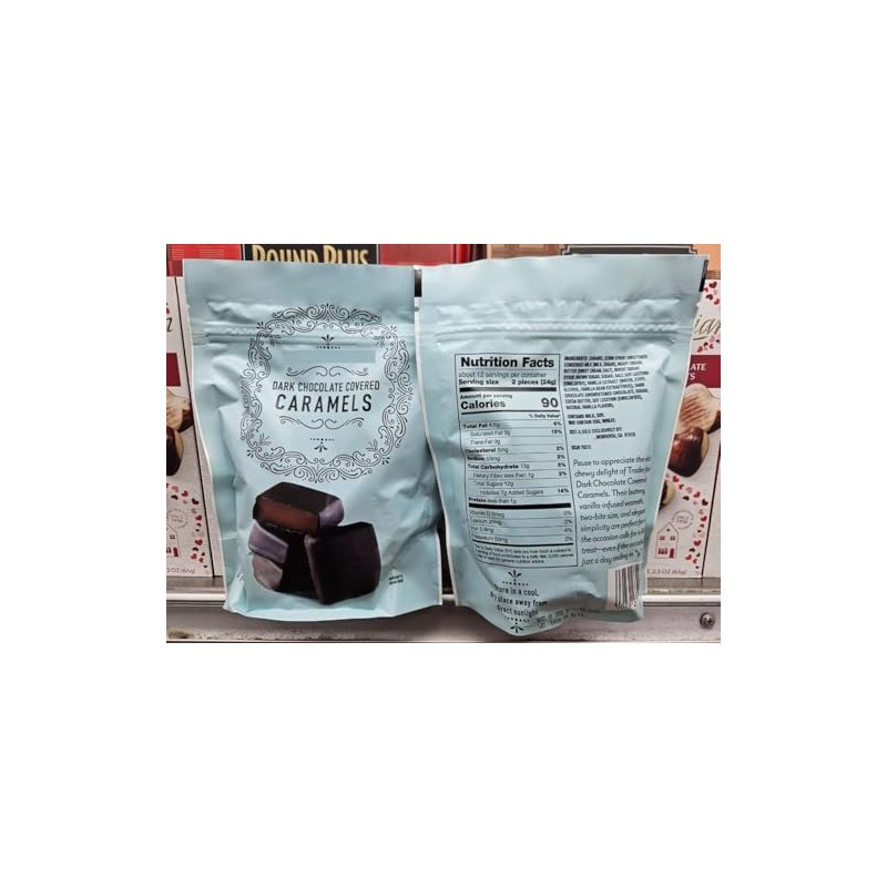 Trader Joe Dark Chocolate Covered Caramels 10oz 284g (2 Bags)