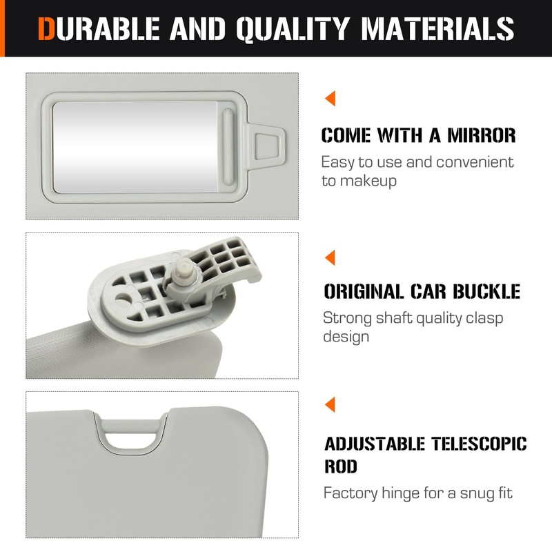 Sun Visor for 2016-2019 Hyundai Elantra, Left Driver Side Grey