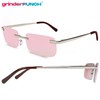 grinderPUNCH Small Slim 90's Popular Nineties Rectangular Sunglasses Clear Rimless